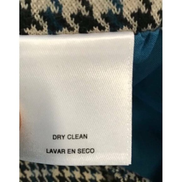 Anne Klein Skirt 16W Black Teal Houndstooth Straight Zipper Slit Work New - Picture 7 of 7